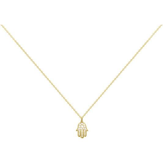 Collier femme plaqué or main de Fatma zirconia 38cm