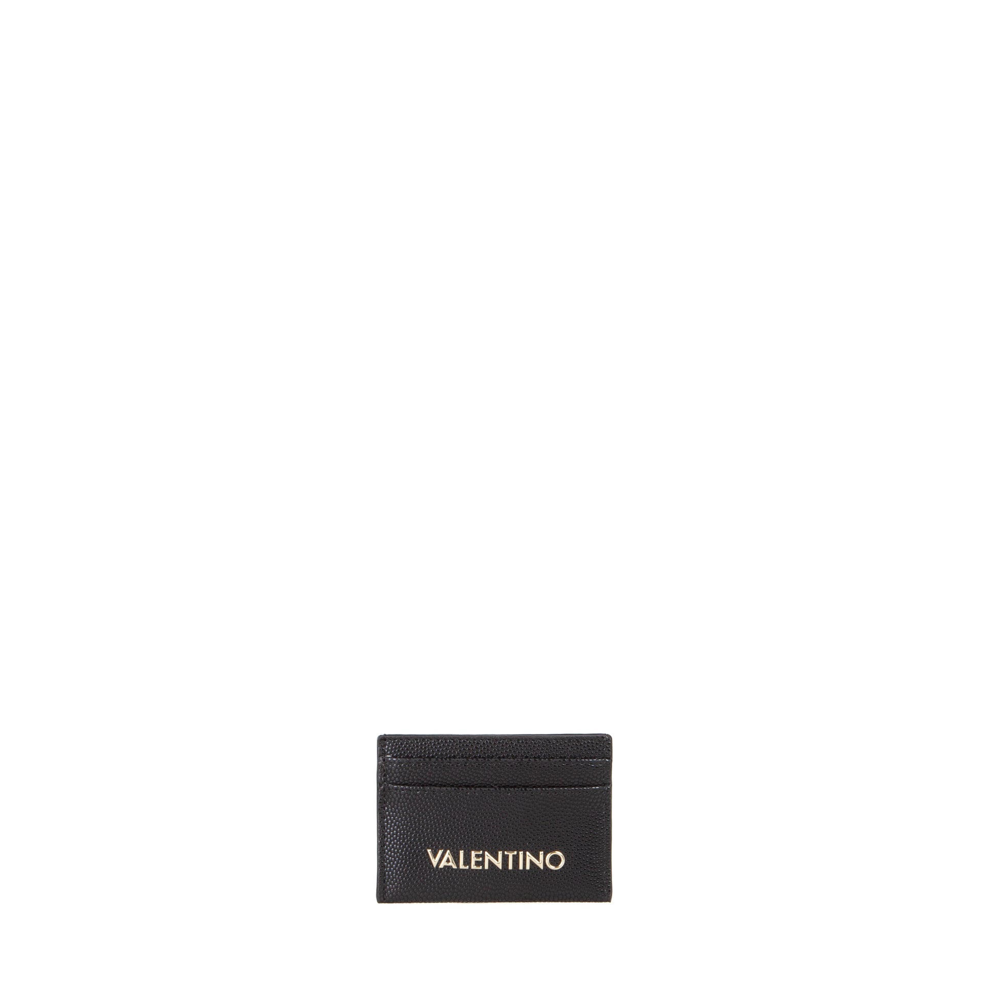 Porte-carte femme cuir grainé noir logo doré élégant