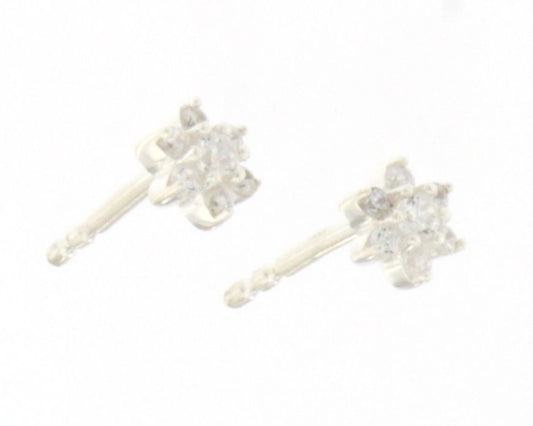Clous d'oreilles femme argent rhodié fleur zirconia
