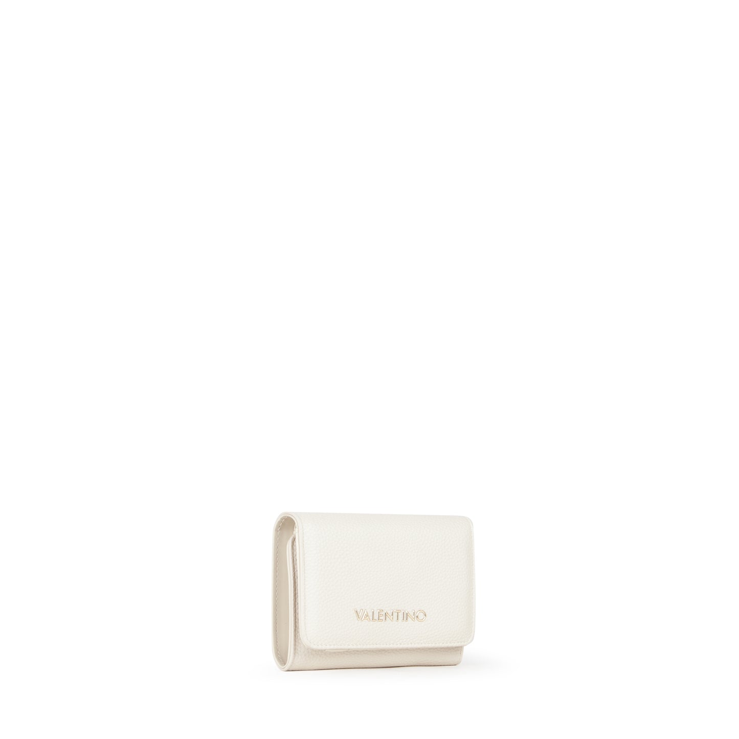 Portefeuille femme écru compact fermeture rabat doré
