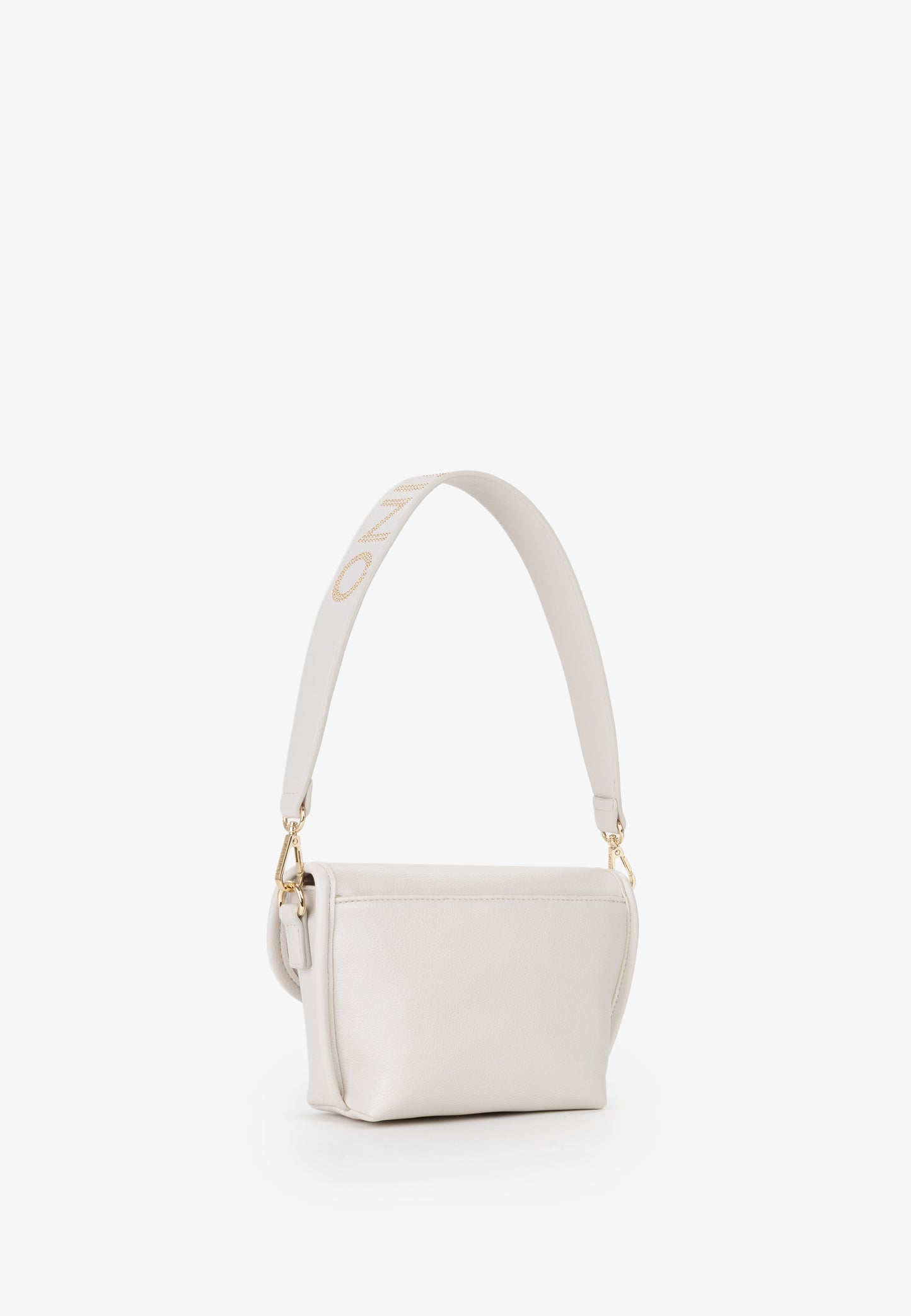 Sac bandoulière femme écru simili cuir flap doré