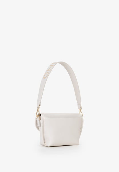 Sac bandoulière femme écru simili cuir flap doré