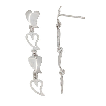 Boucles d'oreilles femme argent rhodié pendantes cœurs