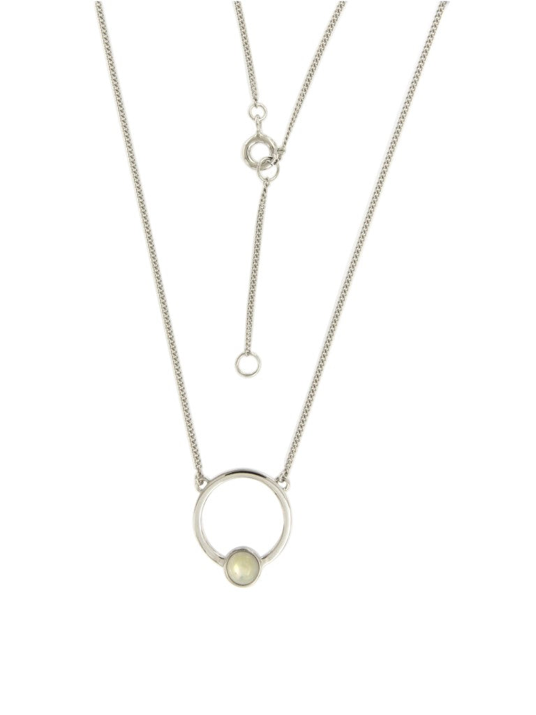 Collier femme argent rhodié pendentif rond nacre 42cm