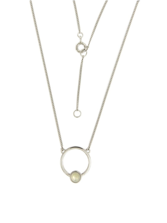 Collier femme argent rhodié pendentif rond nacre 42cm