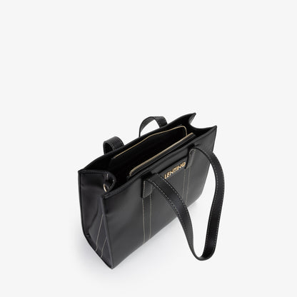 Sac à main femme noir structuré surpiqûres contrastantes