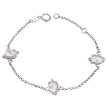 Bracelet enfant argent 925 rhodié motif licorne émail