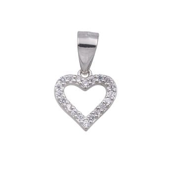 Collier femme argent rhodié pendentif cœur zirconia