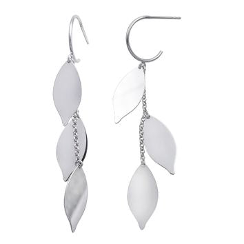 Boucles d'oreilles femme argent rhodié motif feuilles