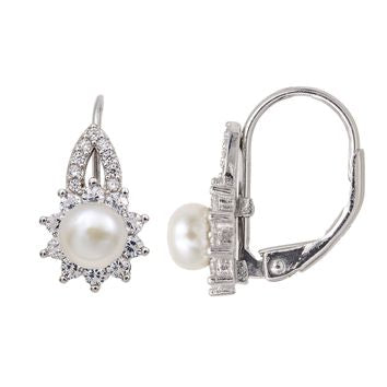 Boucles d'oreilles femme argent 925 perle culture zirkonia
