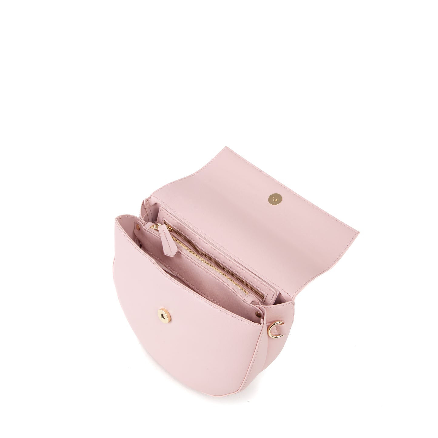 Sac bandoulière femme demi-lune simili cuir rose poudré