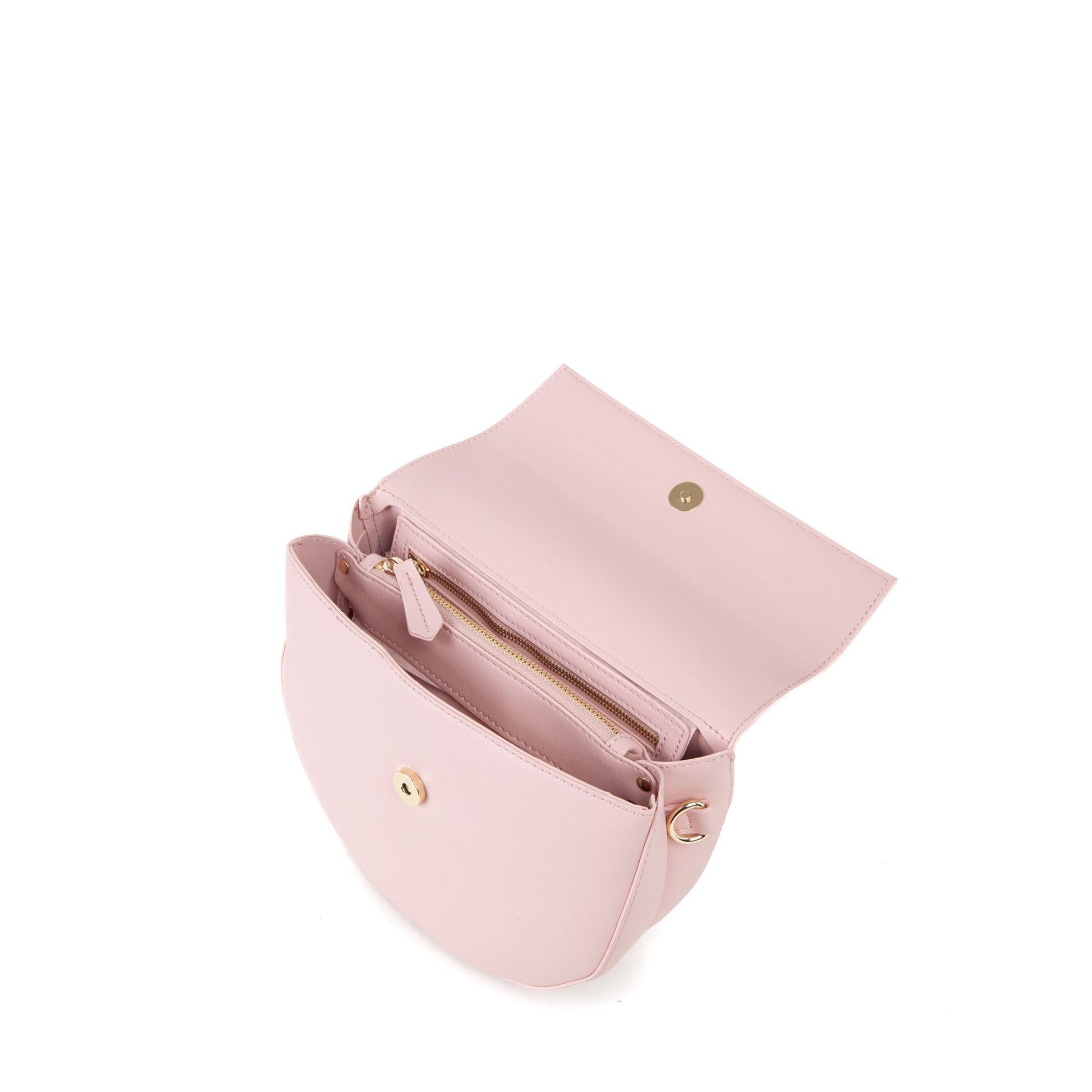 Sac bandoulière femme demi-lune simili cuir rose poudré