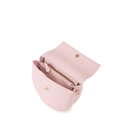 Sac bandoulière femme demi-lune simili cuir rose poudré