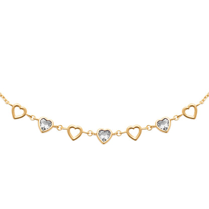 Collier femme plaqué or jaune motif cœur zirconia