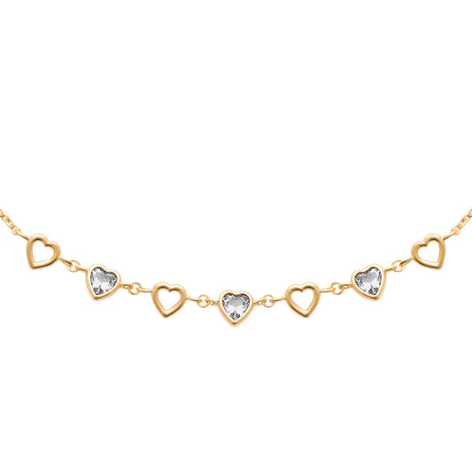 Collier femme plaqué or jaune motif cœur zirconia