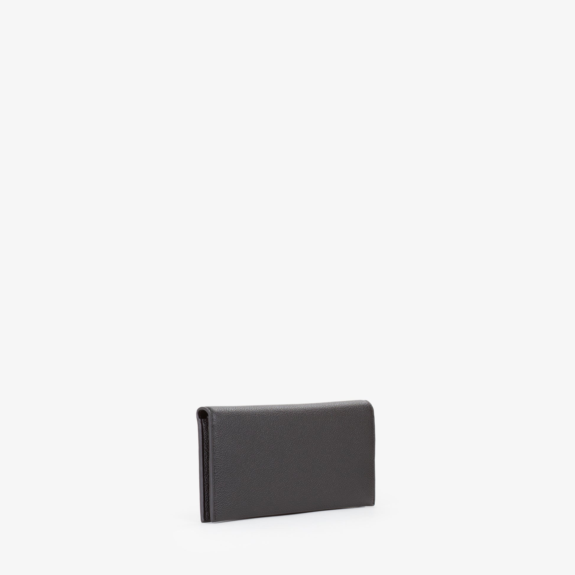 Portefeuille femme cuir grainé noir logo doré élégant
