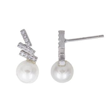 Boucles d'oreilles femme argent 925 perle et zircon