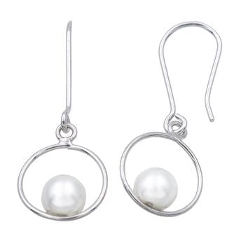 Boucles d'oreilles femme argent 925 rhodié perle synthétique