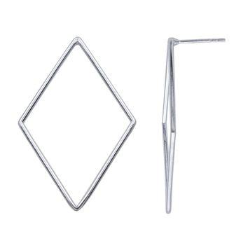 Boucles d'oreilles femme argent rhodié forme losange