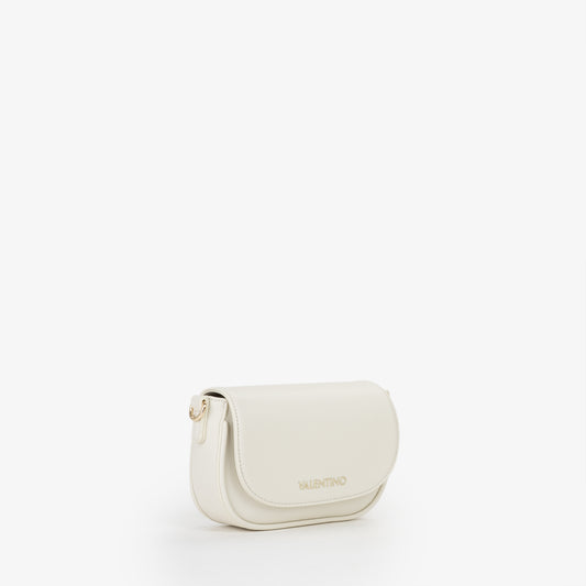 Sac bandoulière femme écru rabat arrondi finition dorée