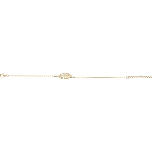 Bracelet femme acier doré motif plume 16+3 cm
