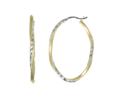 Créoles femme argent 925 rhodié bicolore torsadées