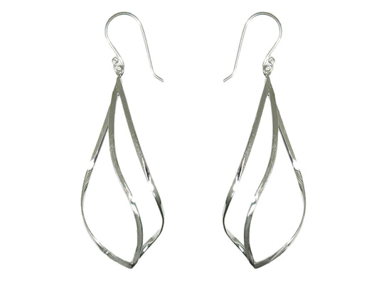 Boucles d'oreilles pendantes femme argent 925 rhodié torsadé