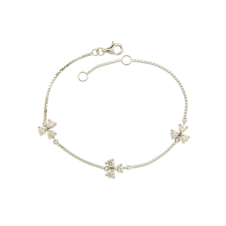 Bracelet femme argent rhodié motif papillon zirconia