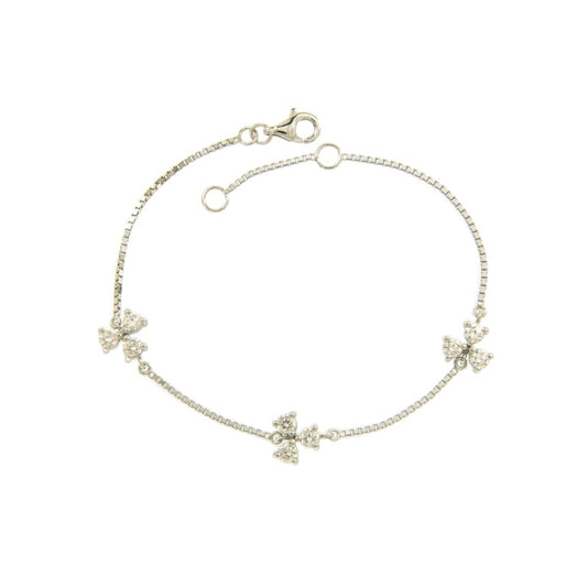 Bracelet femme argent rhodié motif papillon zirconia