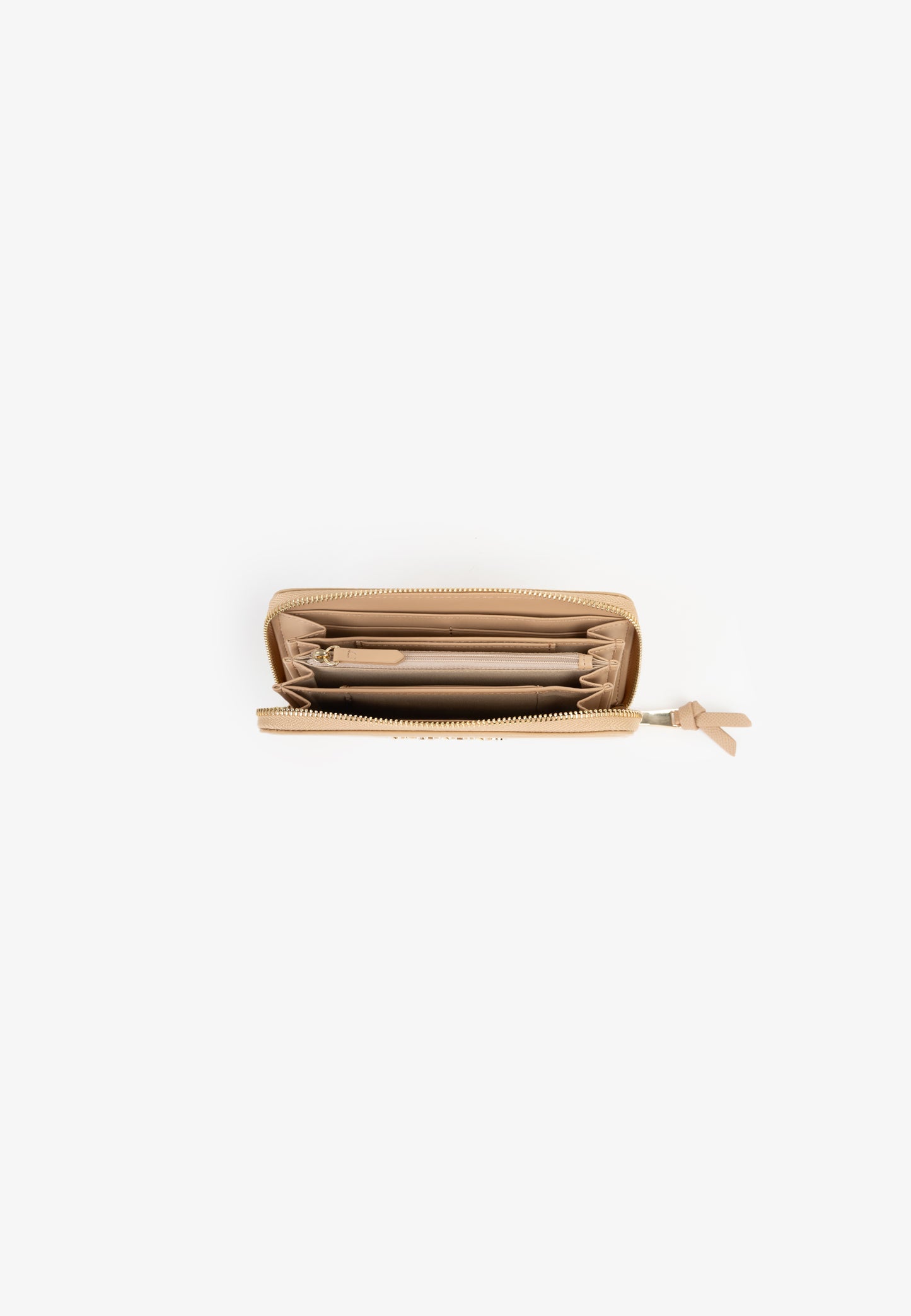 Portefeuille femme zippé beige sable élégant