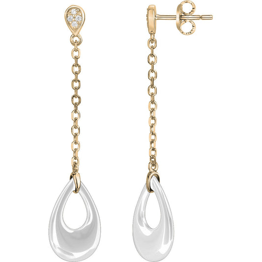 BOUCLES D'OREILLES PLAQUE- CERAMQIUE BLANCHE - ZIRCONIA
