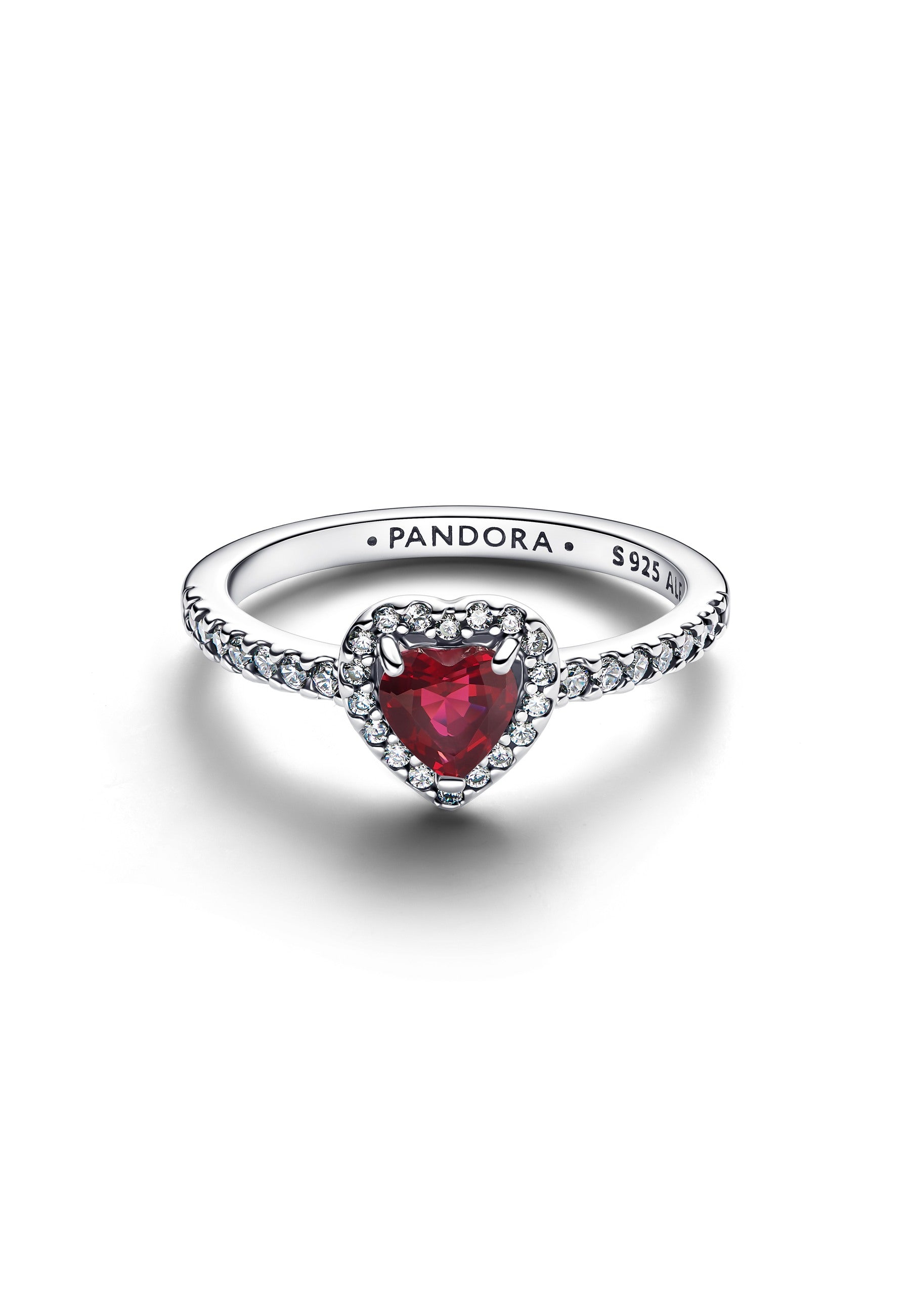 Bague en forme de cœur rose fuchsia surélevée