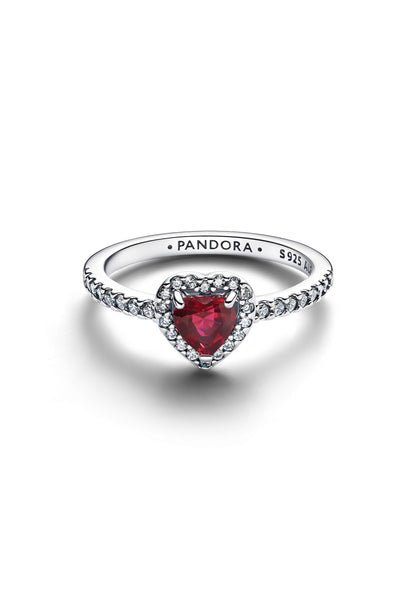 Bague en forme de cœur rose fuchsia surélevée