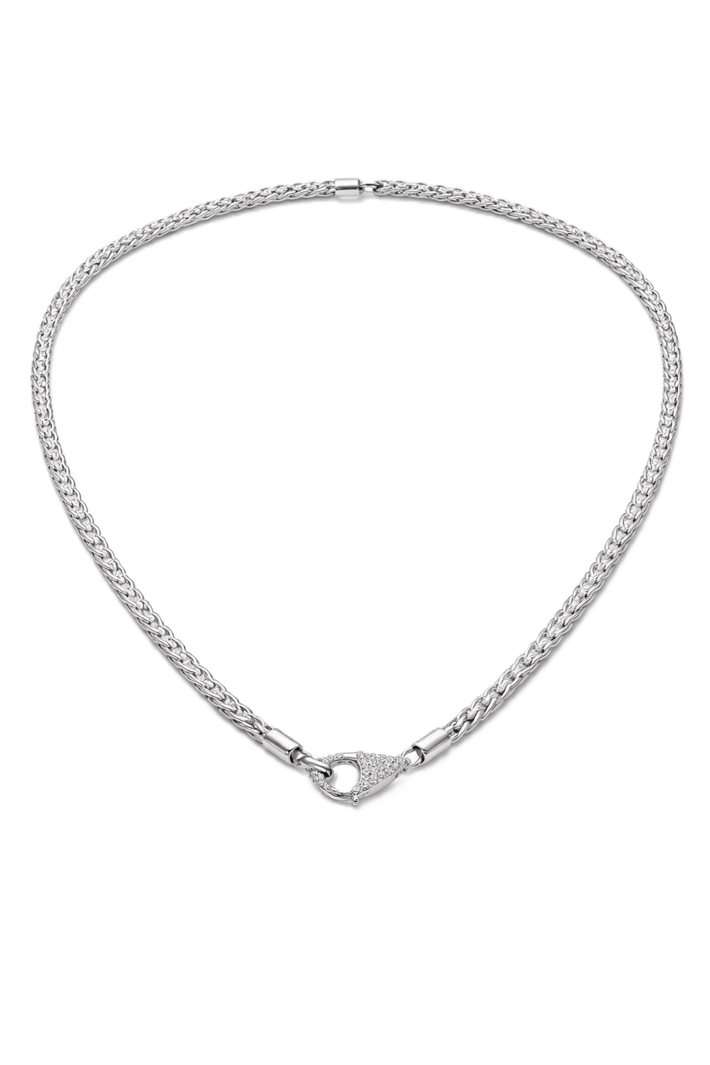 Collier à Charm chaîne queue de renard avec fermoir pavé