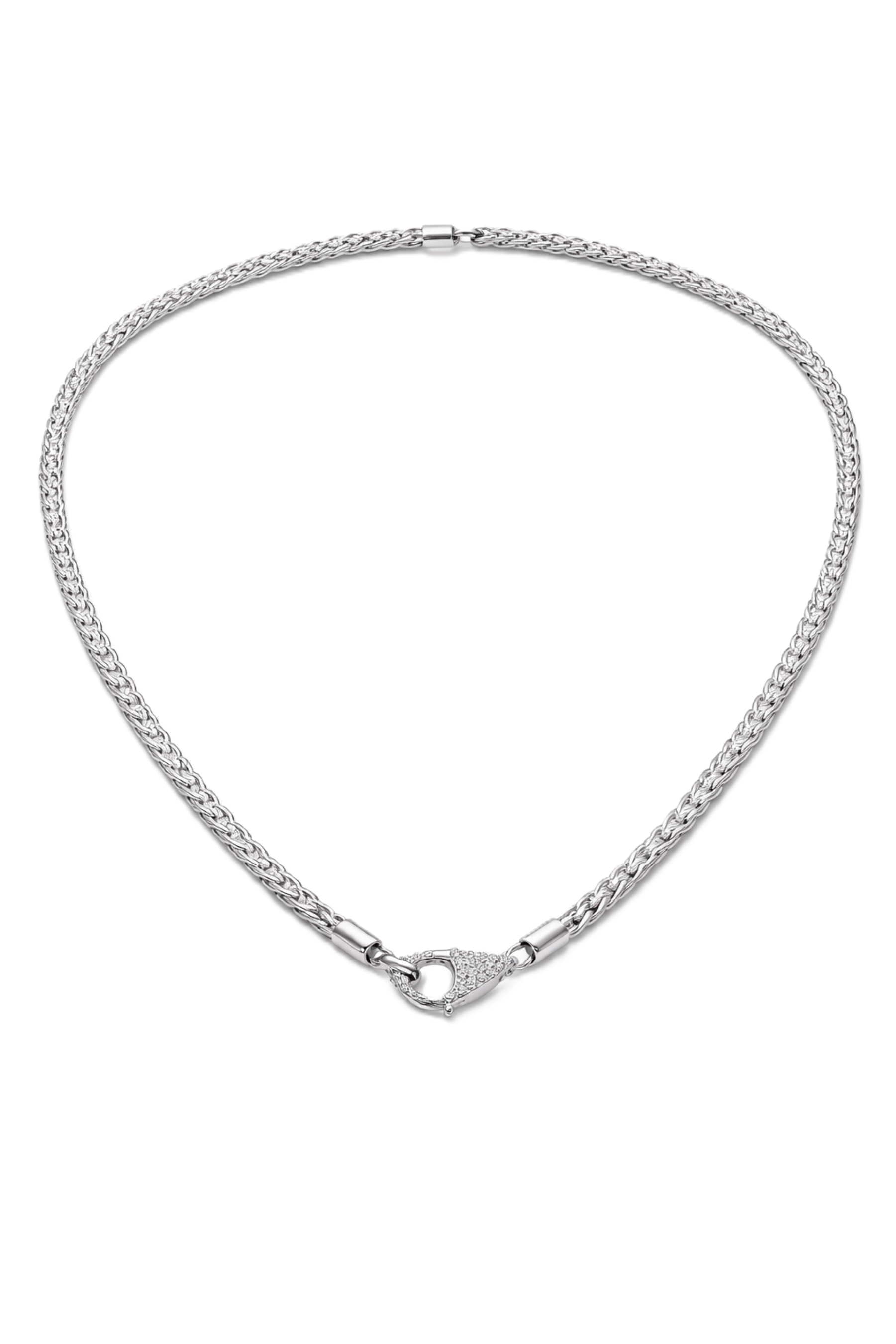 Collier à Charm chaîne queue de renard avec fermoir pavé