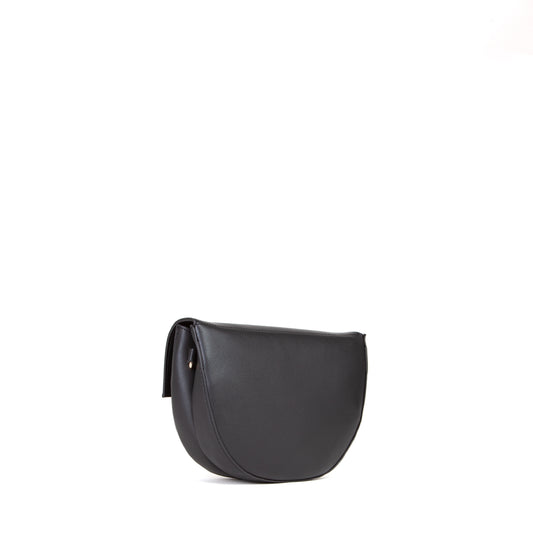 Sac bandoulière femme cuir synthétique noir demi-lune