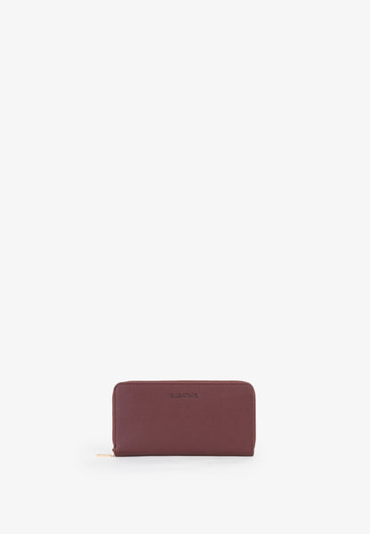 Portefeuille femme zippé bordeaux grainé compact