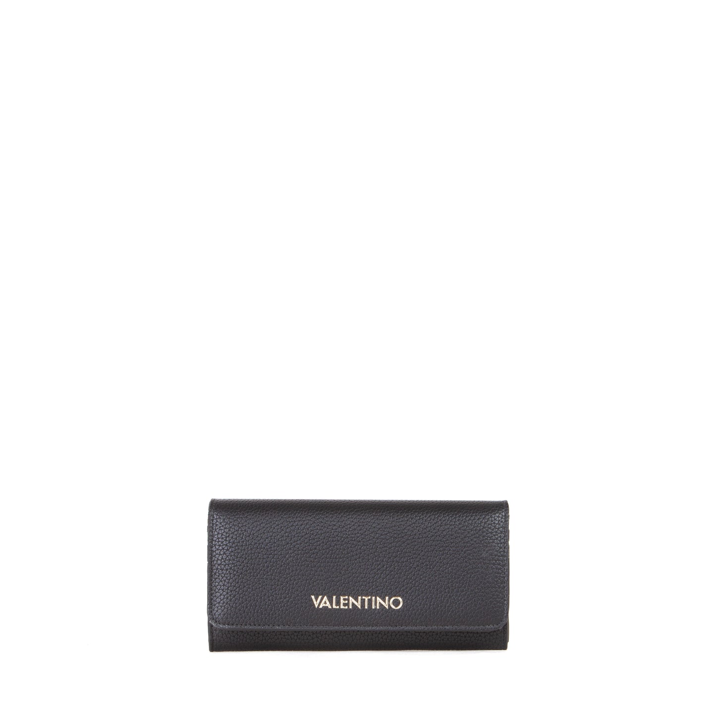 Portefeuille femme simili cuir grainé noir fermeture rabat