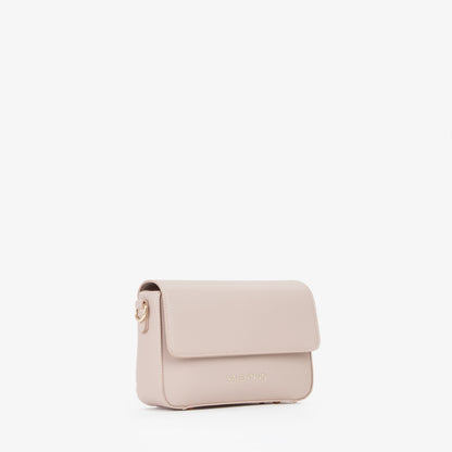 Sac bandoulière femme beige nude rabat doré élégant