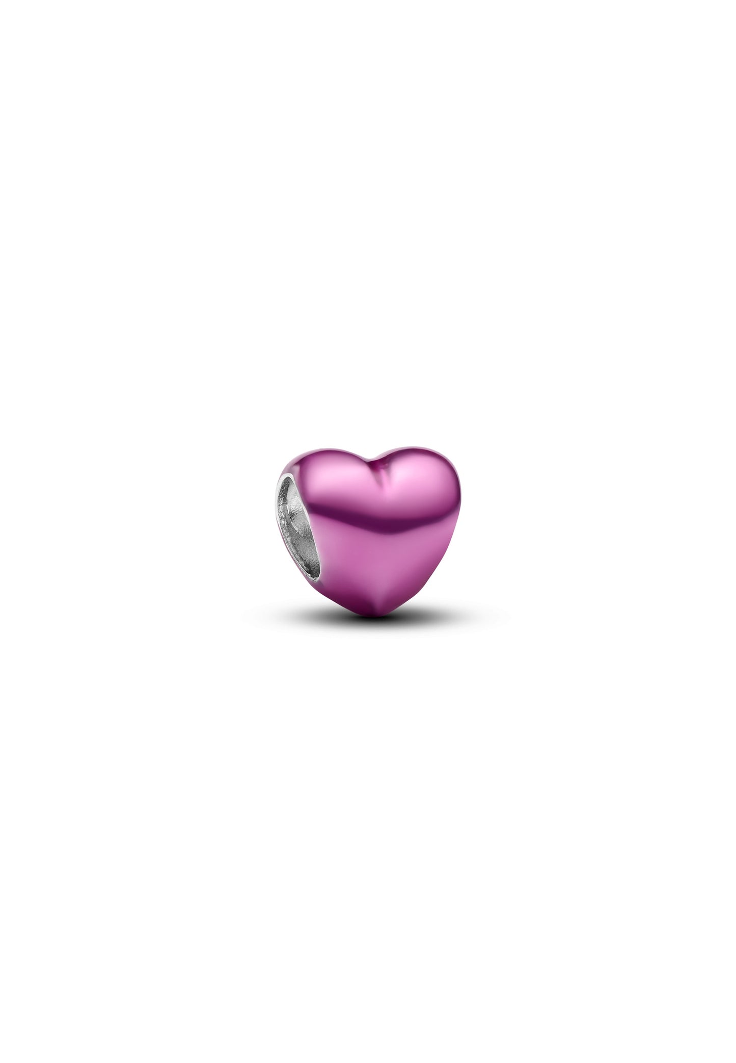 Charm cœur argent 925 émail rose violet