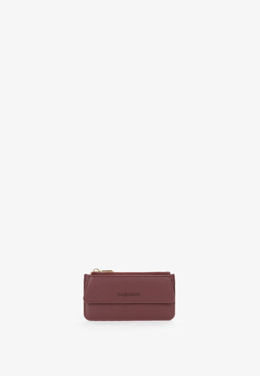 Porte-monnaie femme cuir grainé bordeaux zippé