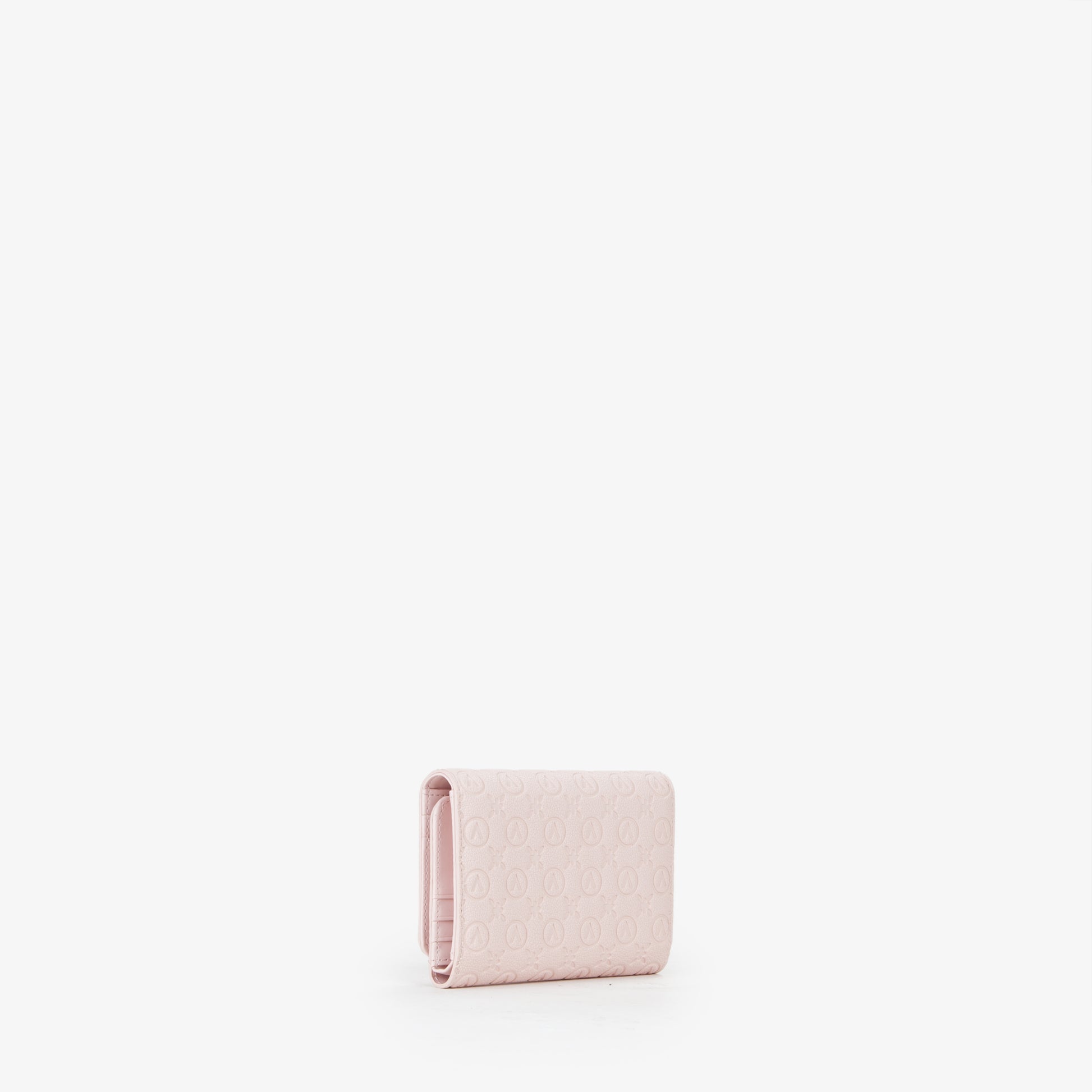 Porte-monnaie femme rose pâle monogramme embossé