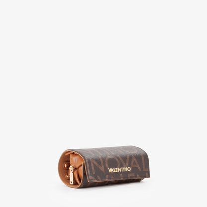 Trousse femme simili cuir monogramme marron camel
