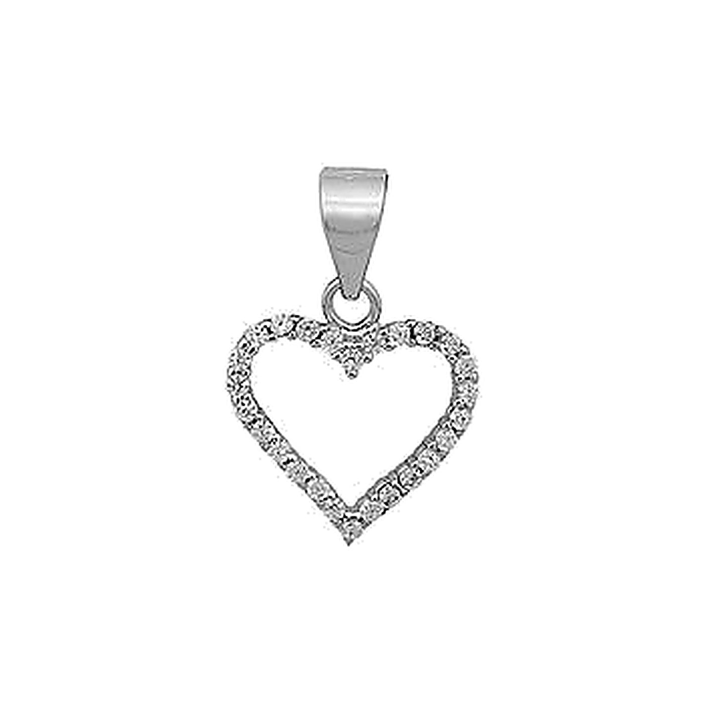 Collier femme argent rhodié pendentif cœur zirconia