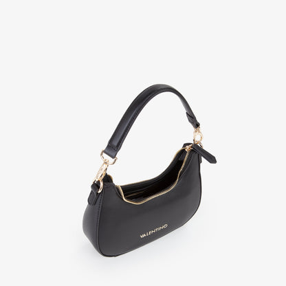 Sac bandoulière femme noir saffiano boucle dorée mini hobo