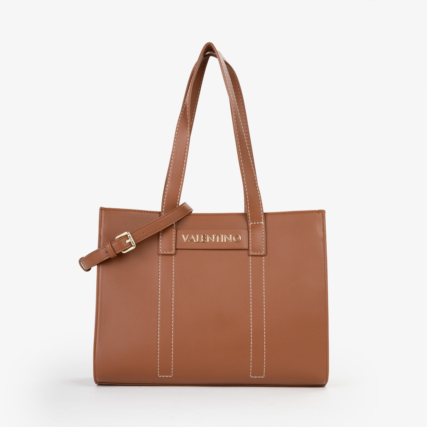 Sac cabas femme cuir vegan camel coutures contrastées
