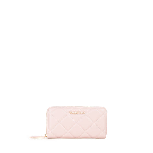 Portefeuille femme rose matelassé zippé élégant