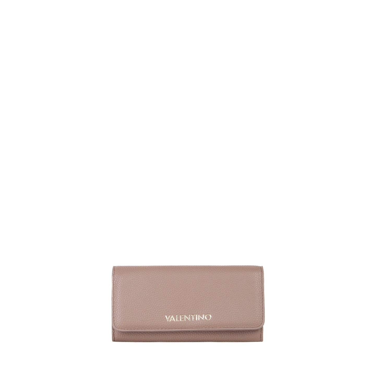 Portefeuille femme grainé taupe fermoir rabat