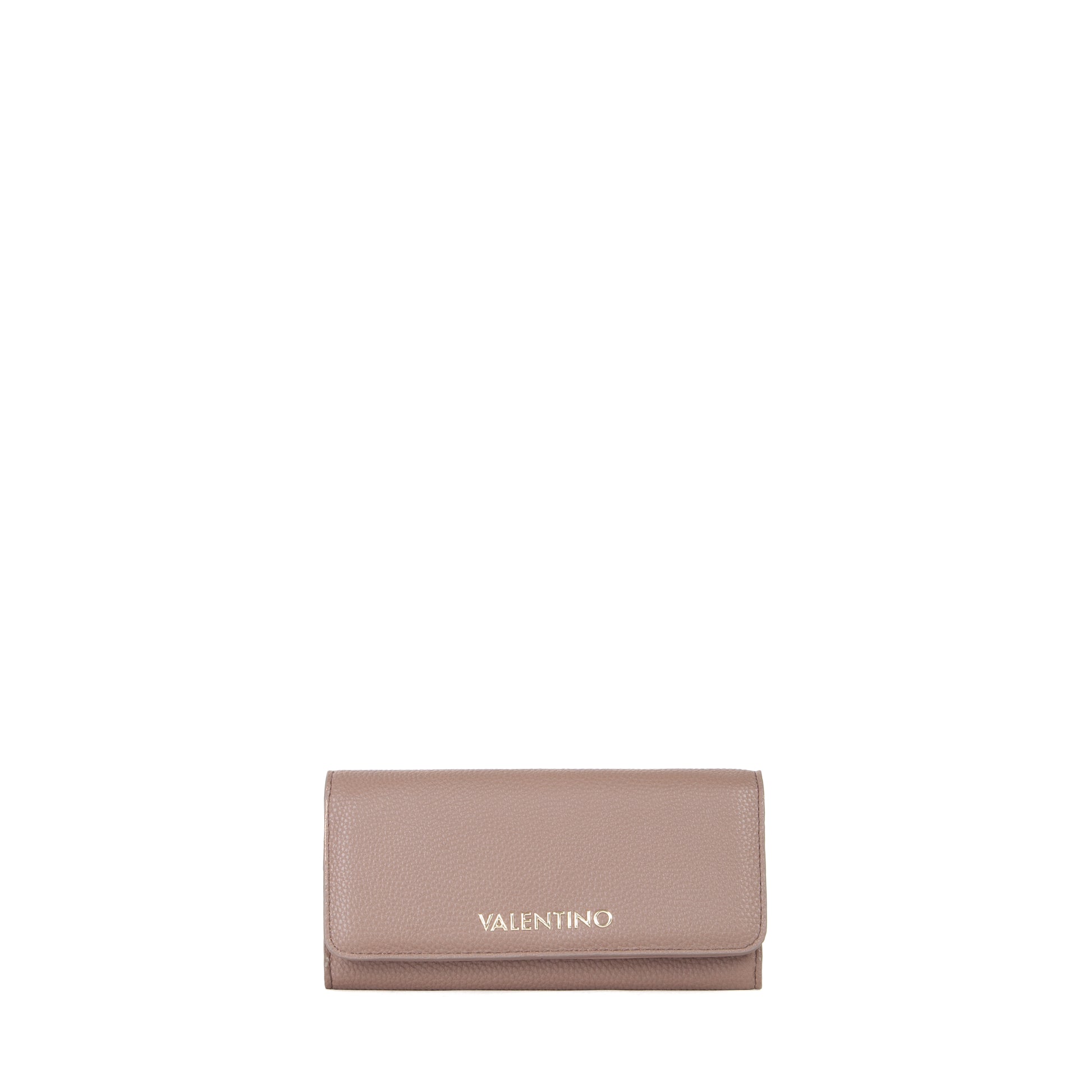 Portefeuille femme grainé taupe fermoir rabat
