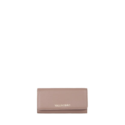 Portefeuille femme grainé taupe fermoir rabat